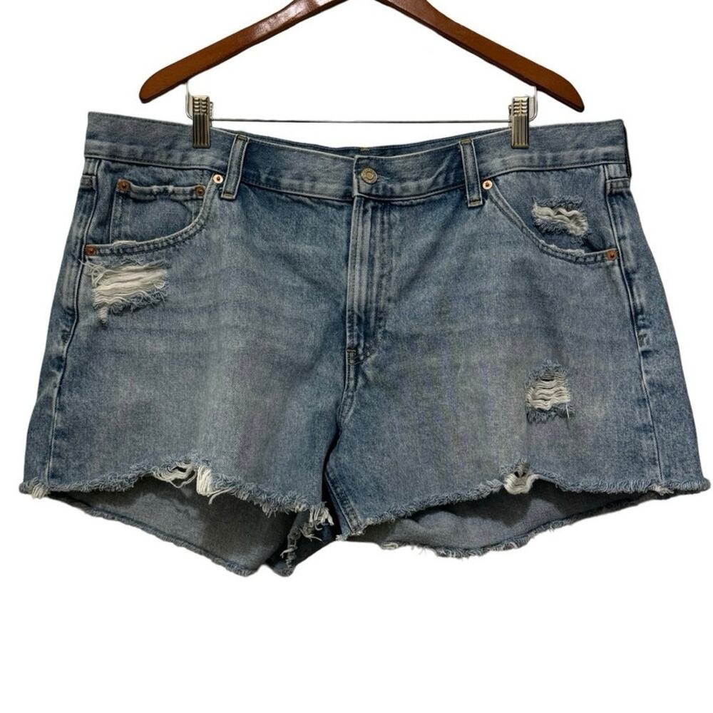 GAP Womens 35 20R Medium Wash Cut-Off  Low Stride Rise Jean Shorts raw hem